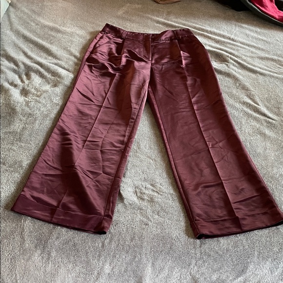 Jennifer Lopez Purple Burgundy Wide-Leg Dressy Pants - Picture 1 of 10